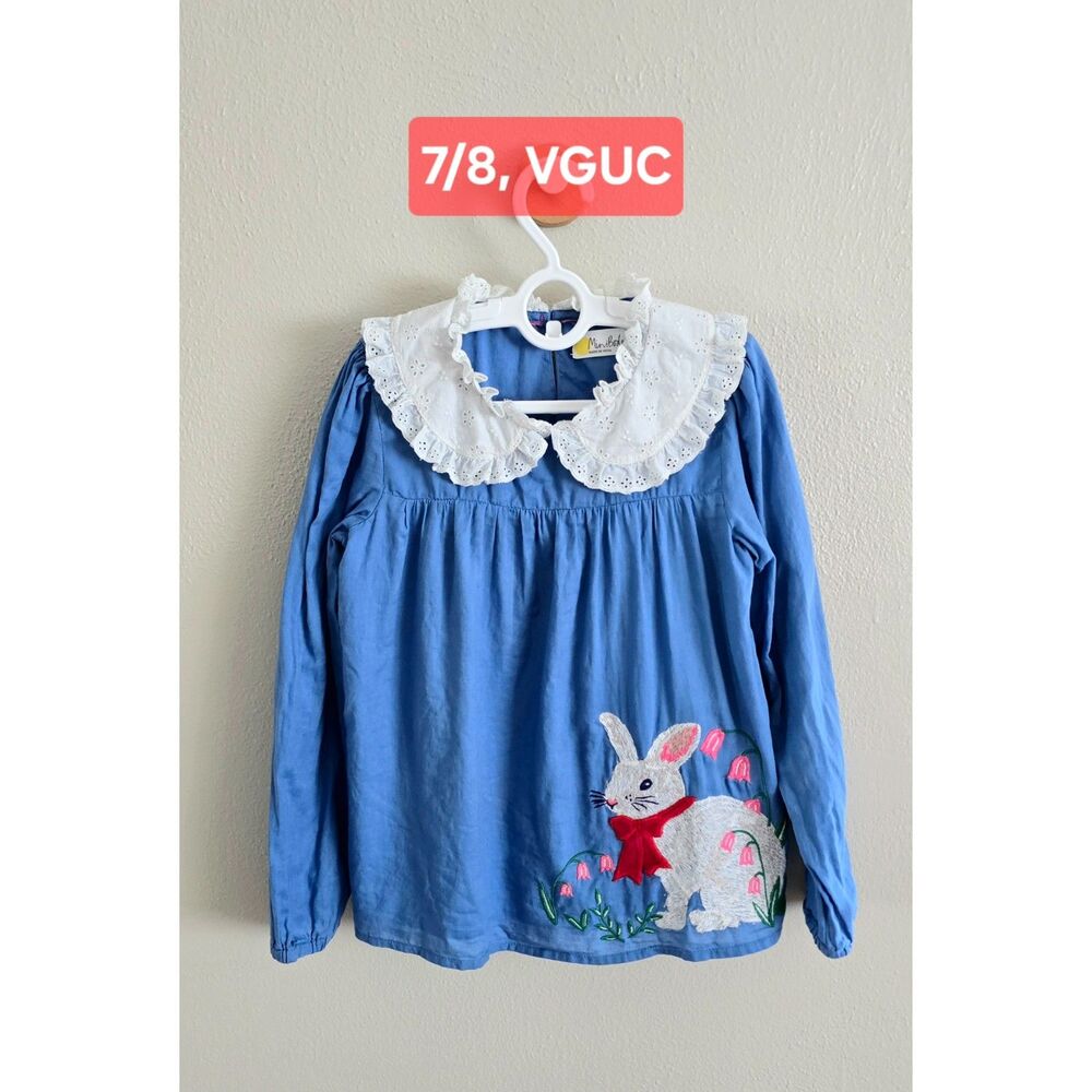 VGUC Mini Boden Bunny Top Blouse, Sz 7/8
